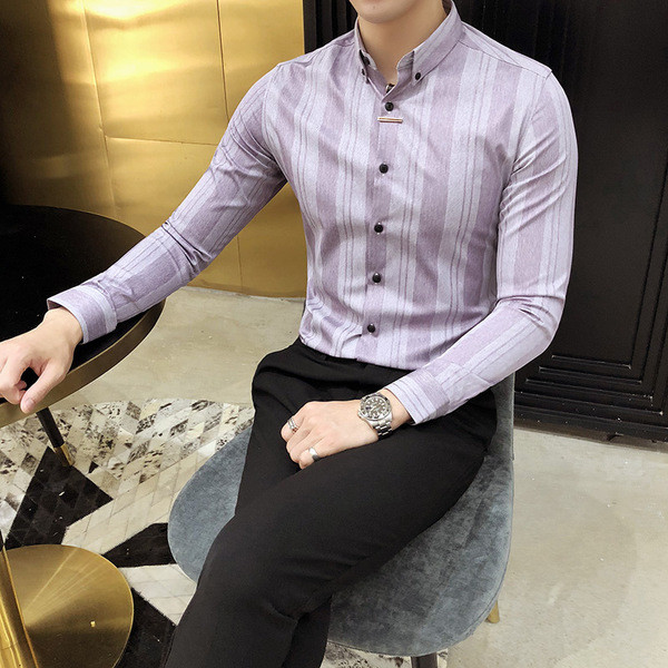 Férfi csíkos ingmodell-Slim három színben