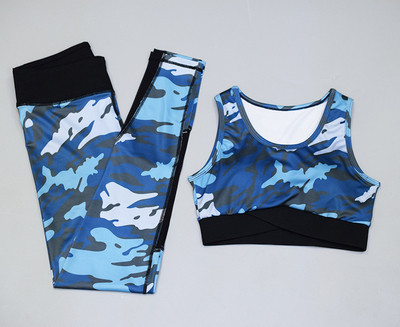 Γυναικεία αθλητικά σετ κολάν  +  μπουστάκι σε καμουφλάζ τύπωμα  - δύο χρώματα