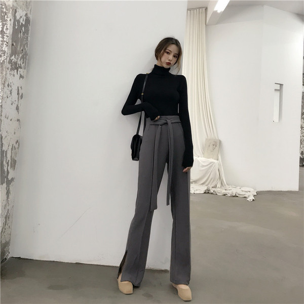 Stílusos női nadrág két színben, magas derékkal