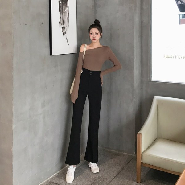 Női modern nadrág magas derékkal, két színben