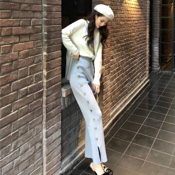 Női nadrág - széles modell oldalsó gombokkal, két színben