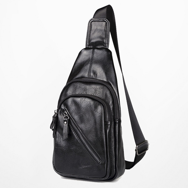 Öko bőrből készült férfi hétköznapi táska fekete színben