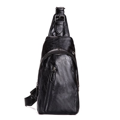 Μοντέρνα μαύρη ανδρική δερματίνη τσάντα