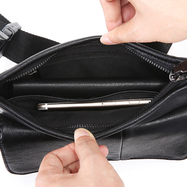 Geanta barbateasca moderna din piele ecologica de culoare neagra