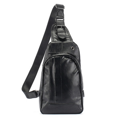 Casual ανδρική τσάντα με τσέπες σε μαύρο χρώμα