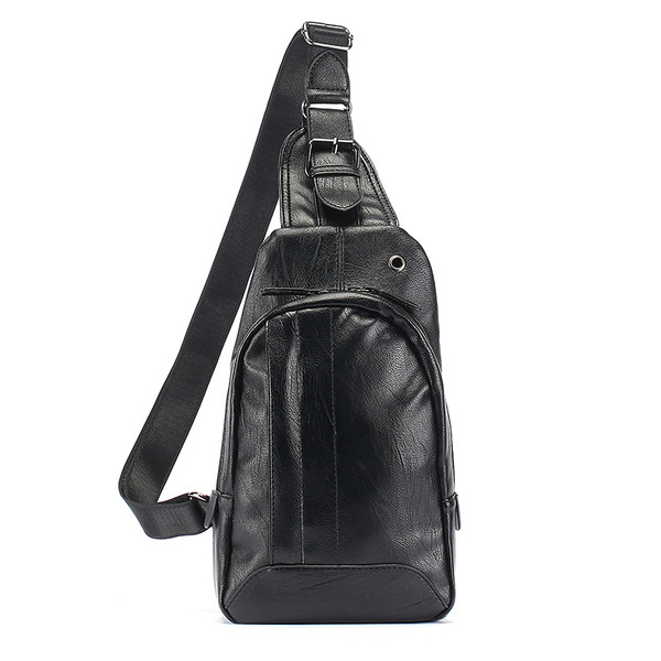 Casual ανδρική τσάντα με τσέπες σε μαύρο χρώμα