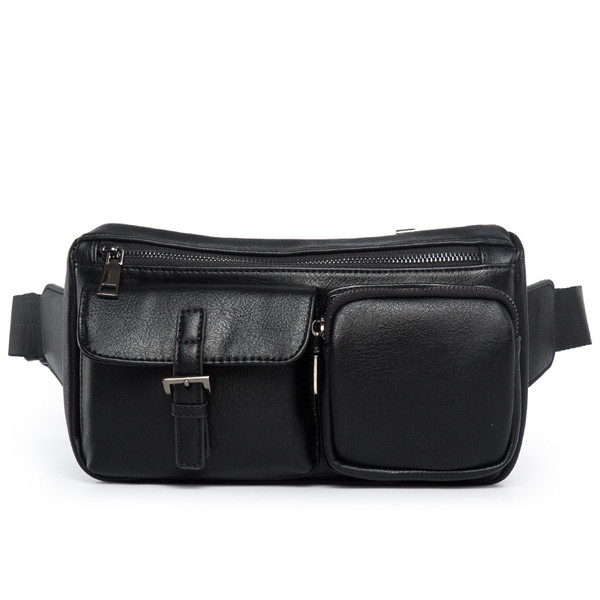 Άνετη ανδρική τσάντα δερματίνη σε μαύρο χρώμα