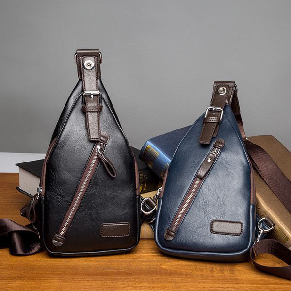 Μοντέρνα ανδρική τσάντα δερματίνη σε δύο χρώματα