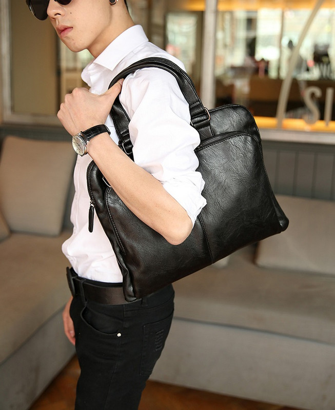 Επαγγελματική τσάντα για άνδρες από οικολογικό δέρμα με μικρή και μακρά λαβή