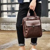 Retro férfi táska eco bőrből, barna színben
