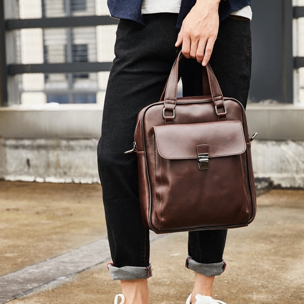 Retro férfi táska eco bőrből, barna színben