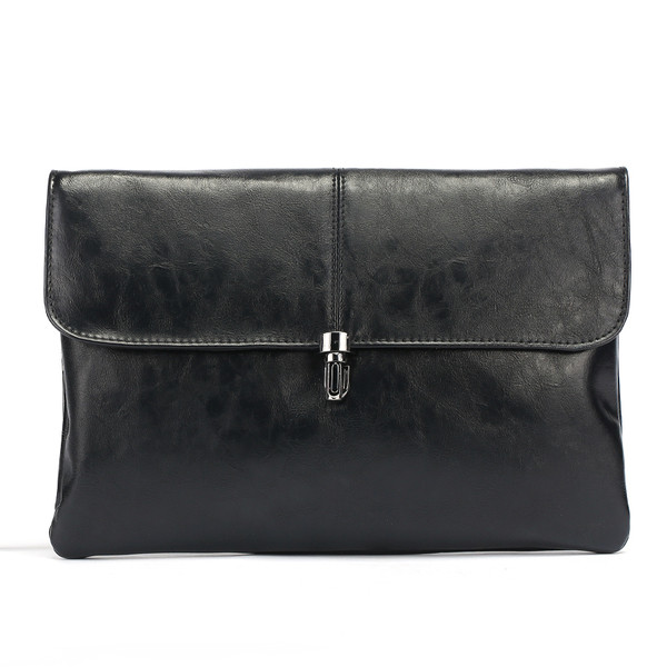 Κομψή μαύρη δερμάτινη τσάντα για άνδρες