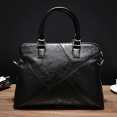 Κομψή μαύρη ανδρική δερματιίη τσάντα
