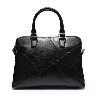 Κομψή μαύρη ανδρική δερματιίη τσάντα