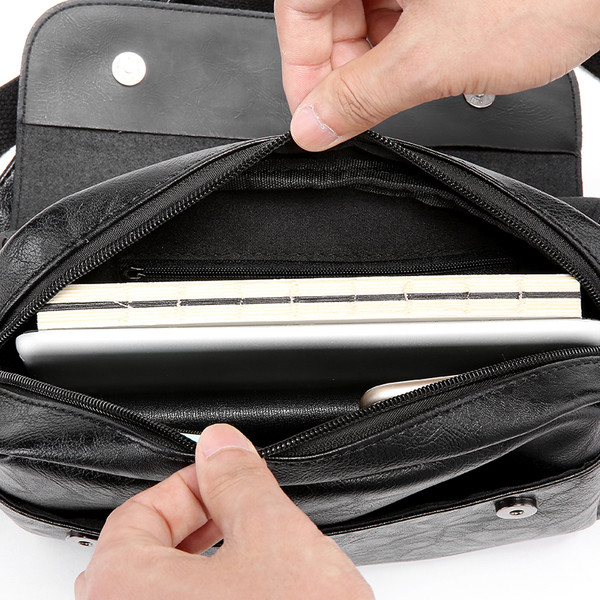 Egyszerű férfi táska fekete színben, öko bőrből