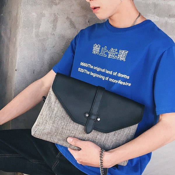 Κομψή επαγγελματική ανδρική τσάντα  σε μαύρο και γκρι χρώμα