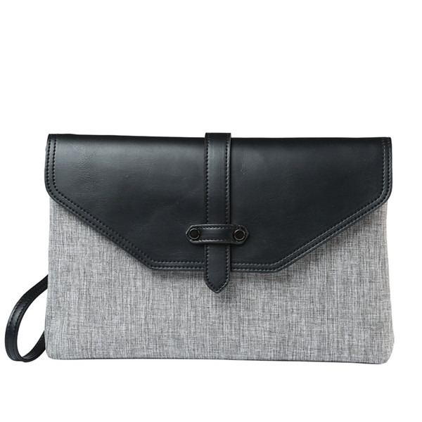 Κομψή επαγγελματική ανδρική τσάντα  σε μαύρο και γκρι χρώμα