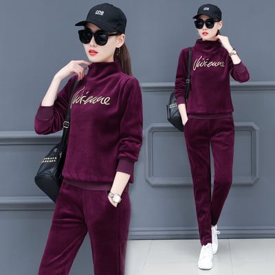 Γυναικείο αθλητικό σετ βελούδινο με κεντήματα σε έξι χρώματα