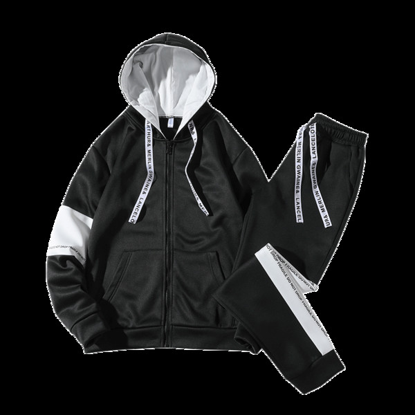 Αθλητικό ανδρικό σετ με επιγραφές σε λευκό και μαύρο χρώμα