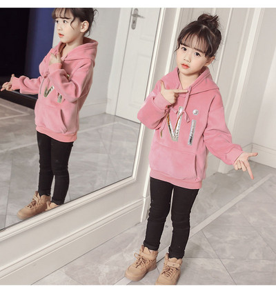 Καθημερινή παιδική χειμωνιάτικη μπλούζα για κορίτσια με τσέπη σε διάφορα χρώματα