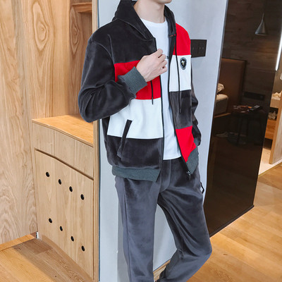 Καθημερινό σετ βελούδινο  για άνδρες με έγχρωμα εμβλήματα