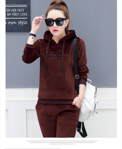 Καθημερινό γυναικείο σετ βελούδο με κεντήματα σε έξι χρώματα