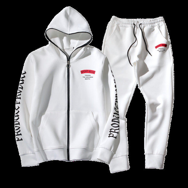 Αθλητικό ανδρικό σετ με επιγραφές σε μαύρο και άσπρο χρώμα