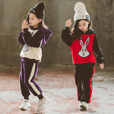 Ежедневен детски екип за момичета  от две части с цветна бродерия в два цвята 
