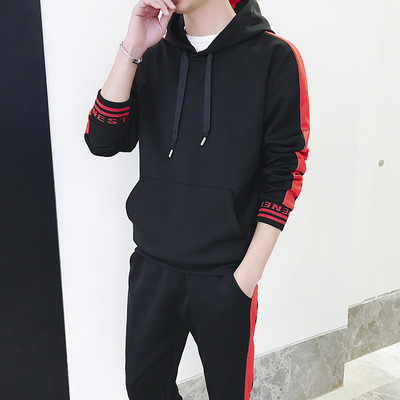 Αθλητικό-casual ανδρικό σύνολο  φούτερ με κουκούλα και παντελόνι σε διάφορα χρώματα