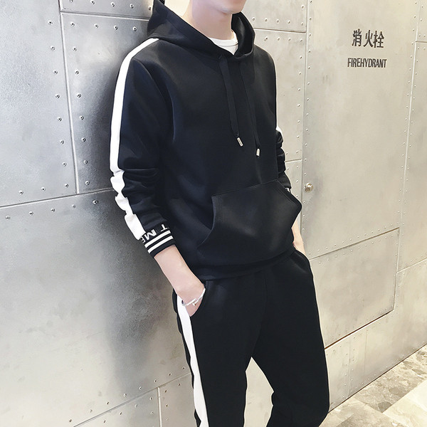 Αθλητικό-casual ανδρικό σύνολο  φούτερ με κουκούλα και παντελόνι σε διάφορα χρώματα