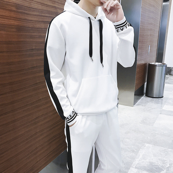 Αθλητικό-casual ανδρικό σύνολο  φούτερ με κουκούλα και παντελόνι σε διάφορα χρώματα