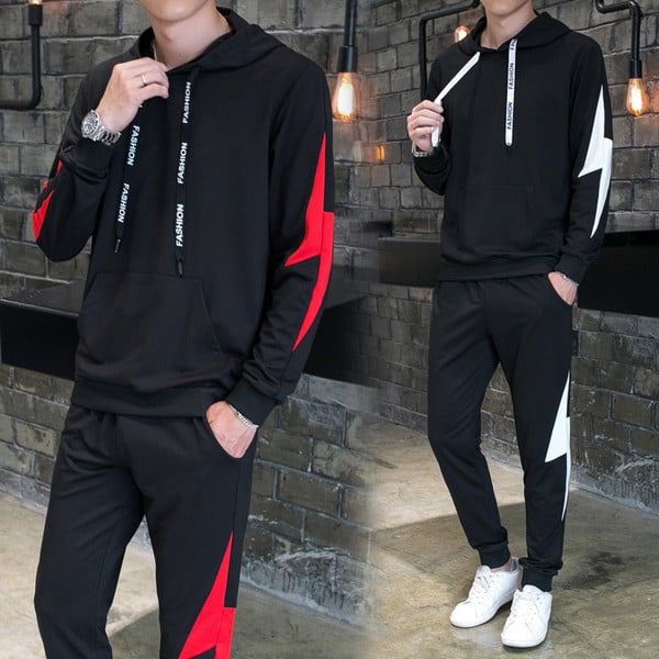 Férfi kétrészes sportkészlet fekete színben