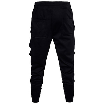 Модерни мъжки панталони в черен цвят с цип 