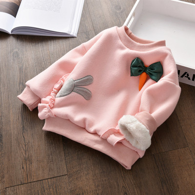 Ежедневна детска блуза с мека подплата и 3D-елемент в два цвята 