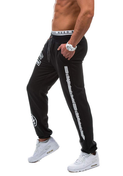 Мъжко спортно долнище с апликации и надпис в няколко цвята