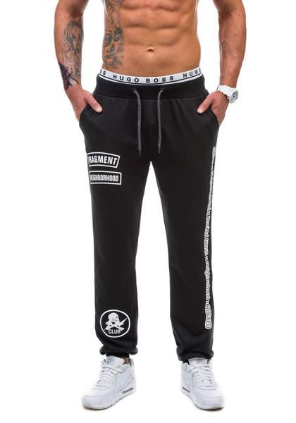 Мъжко спортно долнище с апликации и надпис в няколко цвята