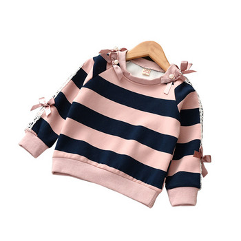 Ριγέ παιδική μπλούζα με κολάρο σε σχήμα Τ σε τρία χρώματα