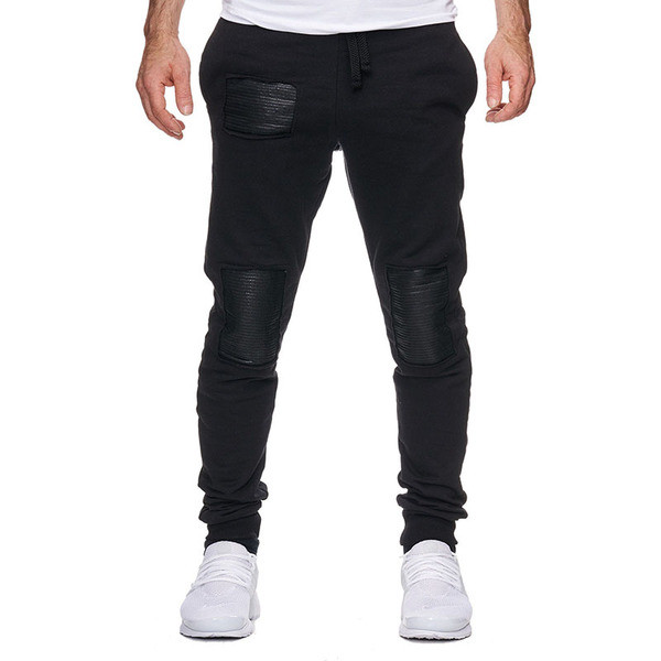 Мъжко спортно долнище в няколко цвята с елементи от еко кожа