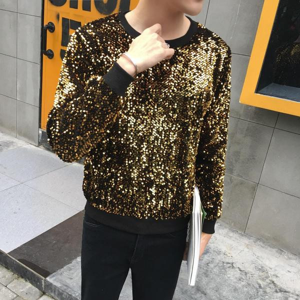 Új, modern férfi blúz hosszú ujjal és flitterekkel három színben