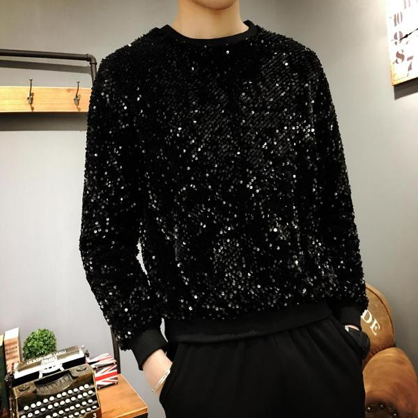 Új, modern férfi blúz hosszú ujjal és flitterekkel három színben