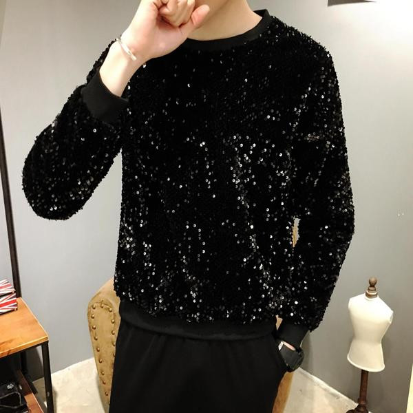 Új, modern férfi blúz hosszú ujjal és flitterekkel három színben