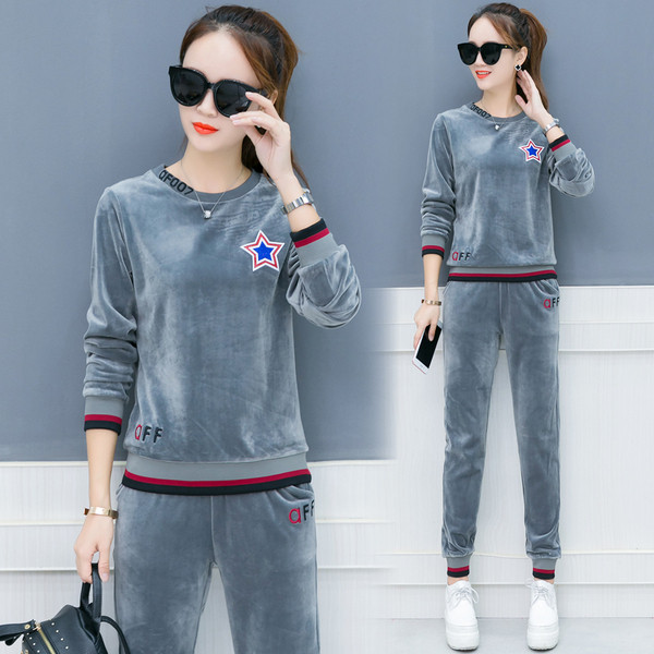 Női bársony szett O-nyakkal