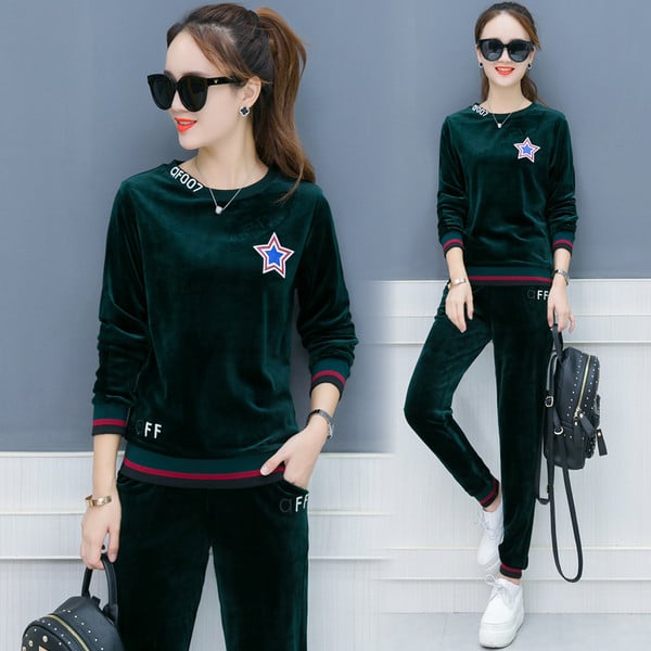 Női bársony szett O-nyakkal