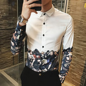 Egyedi férfi ing fekete-fehér színben, rátéttel