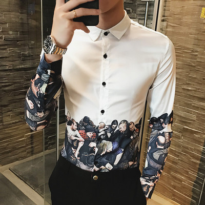 Egyedi férfi ing fekete-fehér színben, rátéttel