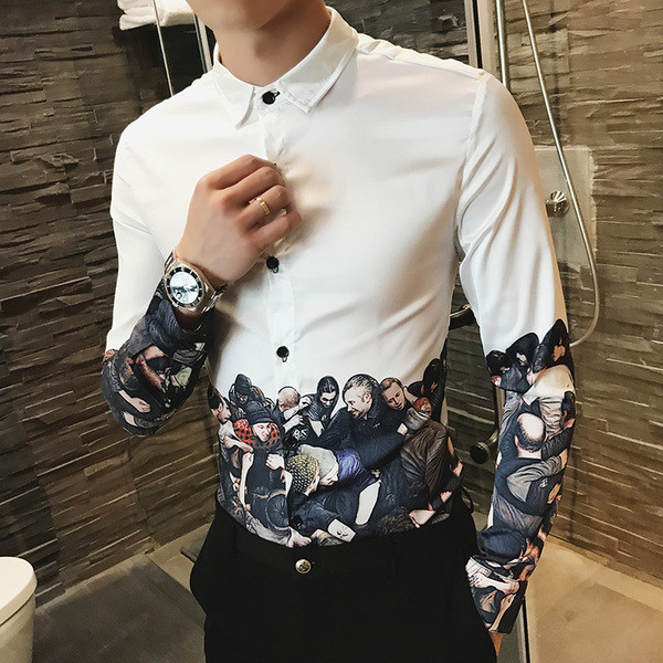 Egyedi férfi ing fekete-fehér színben, rátéttel