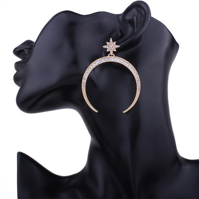 Μοντέρνα γυναικεία σκουλαρίκια με πέτρες σε χρυσό χρώμα