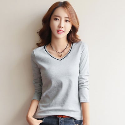 Καθημερινή γυναικεία μπλούζα με ντεκολτέ σε σχήμα V σε τρία χρώματα