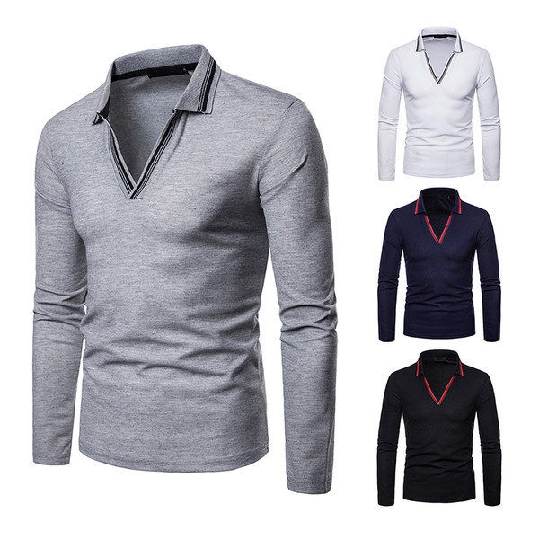 Férfi blúz V-nyakkal és gallérral több színben