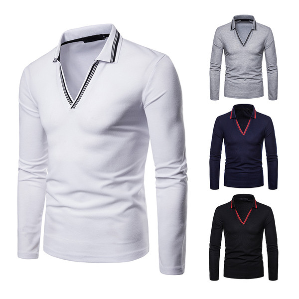 Férfi blúz V-nyakkal és gallérral több színben